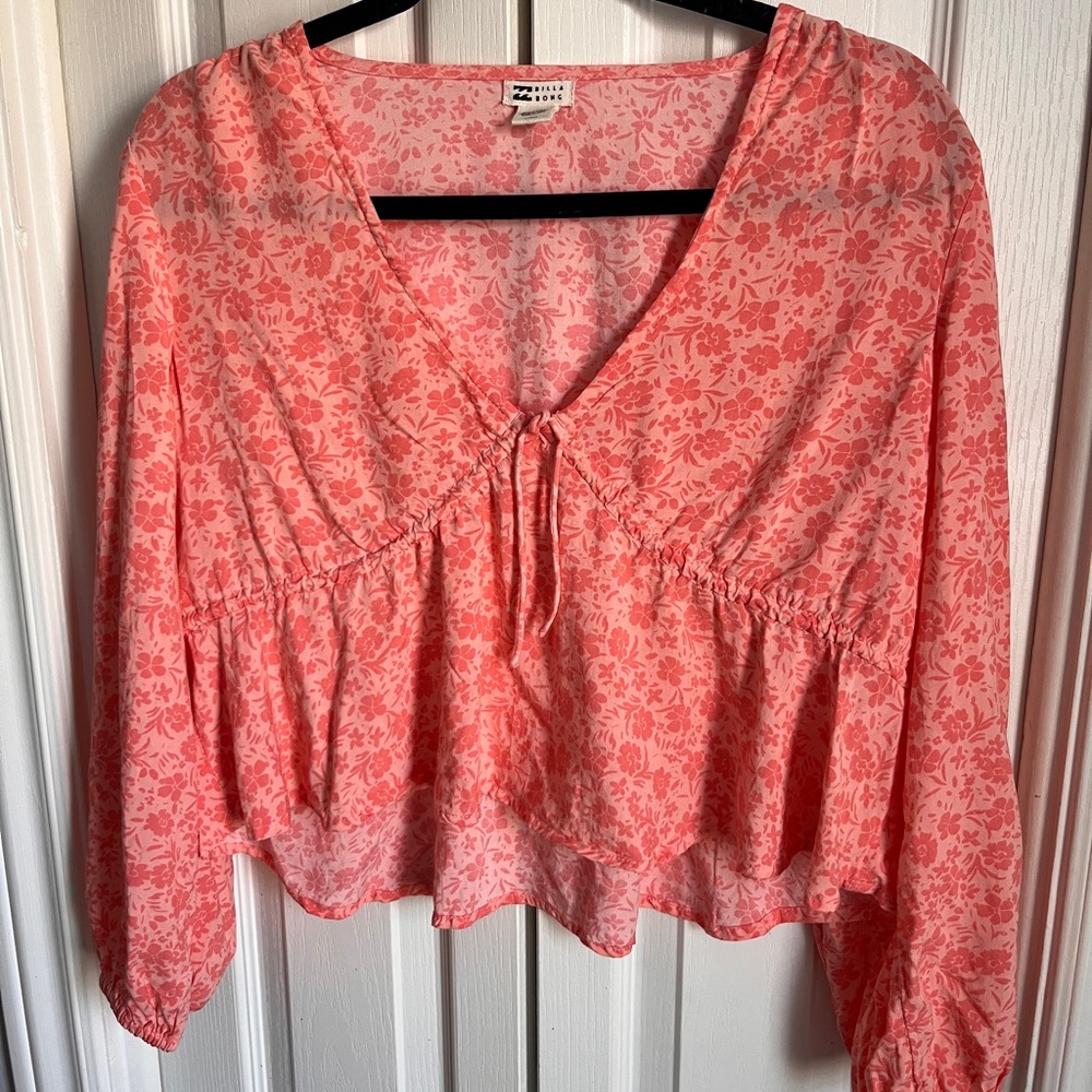 Billabong Coral Floral V-Neck Blouse